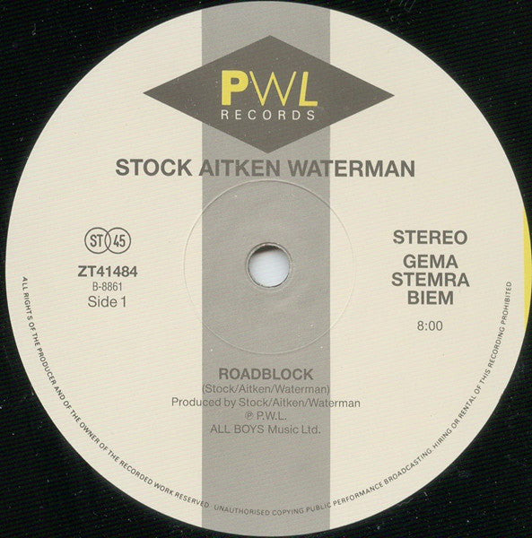 Stock Aitken Waterman* : Roadblock (12", Maxi)