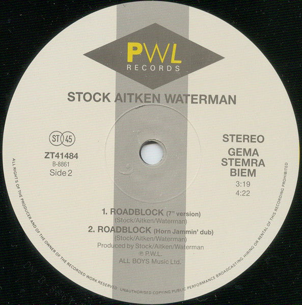 Stock Aitken Waterman* : Roadblock (12", Maxi)
