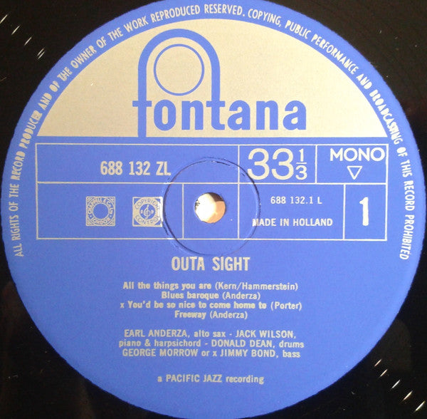 Earl Anderza : Outa Sight (LP, Album, Mono)