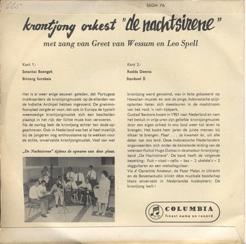 De Nachtsirene : Setankai Boengah (7", EP)