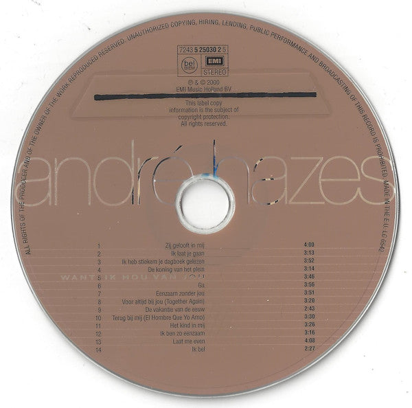 André Hazes : Want Ik Hou Van Jou (CD, Album)