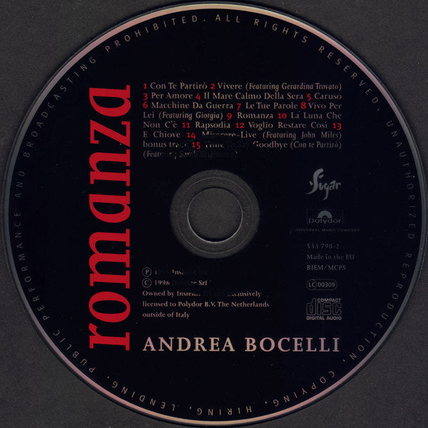 Andrea Bocelli : Romanza (CD, Album, Comp, RE)