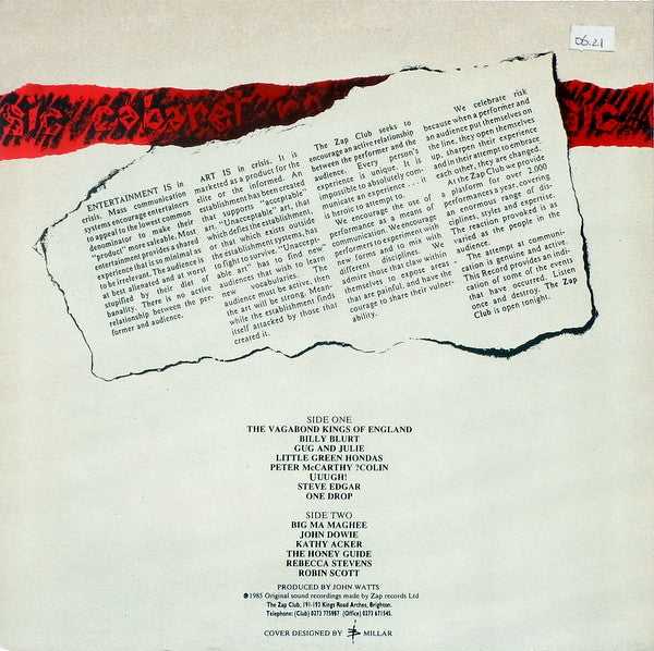Various : Live At The Zap Club (Cabaret Poetry Music) (LP)
