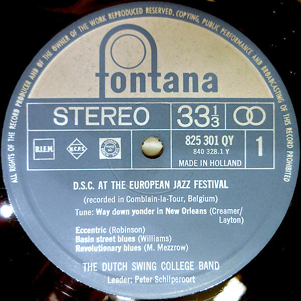 Dutch Swing College Band* : D.S.C. At The European Jazz Festival (LP, Album)