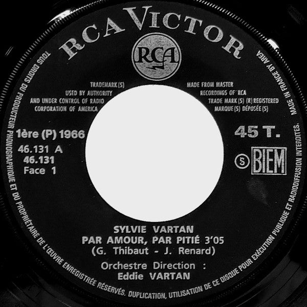 Sylvie Vartan : Par Amour, Par Pitié / Noël Sans Toi (7", Single)