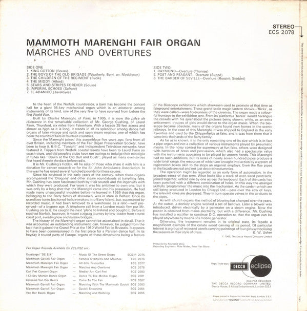 Mammoth Marenghi Fair Organ : Marches And Overtures (LP, RE)
