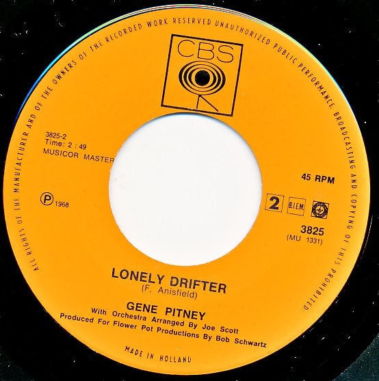 Gene Pitney : Billy You're My Friend / Lonely Drifter (7", Single)