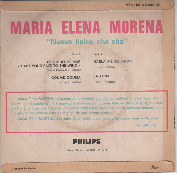 Maria Elena Morena : Nuevo Tipico Cha-Cha (7", EP, Mono)