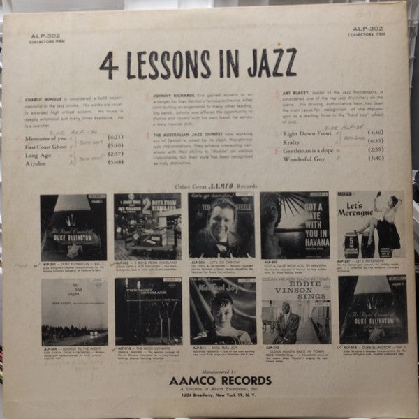 Art Blakey & The Jazz Messengers, Charles Mingus, The Australian Jazz Quintet, Johnny Richards : 4 Lessons In Jazz (LP, Comp)