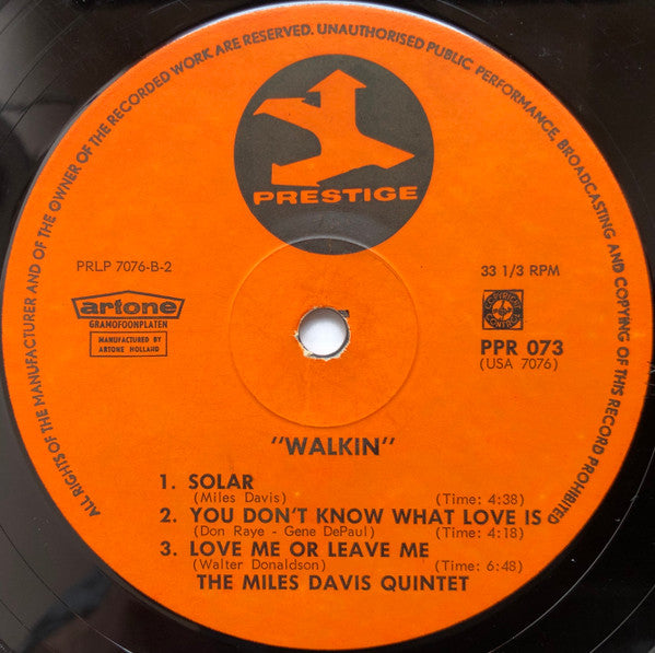 Miles Davis All Stars : Walkin' (LP, Comp, Mono, RE)
