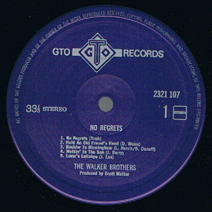 The Walker Brothers : No Regrets (LP, Album, Gat)