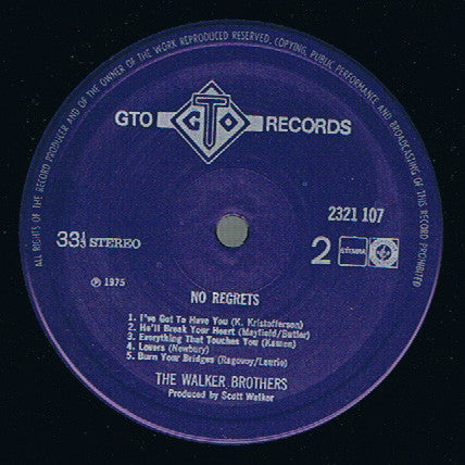 The Walker Brothers : No Regrets (LP, Album, Gat)