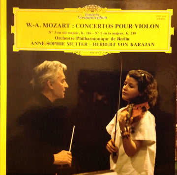 Wolfgang Amadeus Mozart - Berliner Philharmoniker - Anne-Sophie Mutter - Herbert von Karajan : Concertos Pour Violon N° 3 En Sol Majeur, K. 216 - N°.5 En La Majeur K. 219 (LP, Gat)