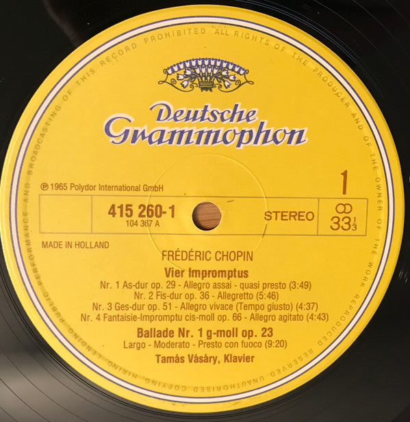 Frédéric Chopin - Tamás Vásáry : 4 Impromptus ∙ 4 Ballades (LP, Album, RE)