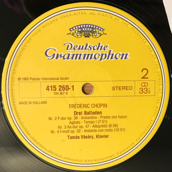 Frédéric Chopin - Tamás Vásáry : 4 Impromptus ∙ 4 Ballades (LP, Album, RE)