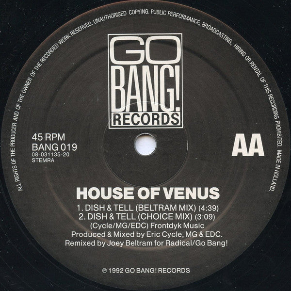 House Of Venus : You Got To Have It / Dish & Tell (Joey Beltram Remixes) (12")