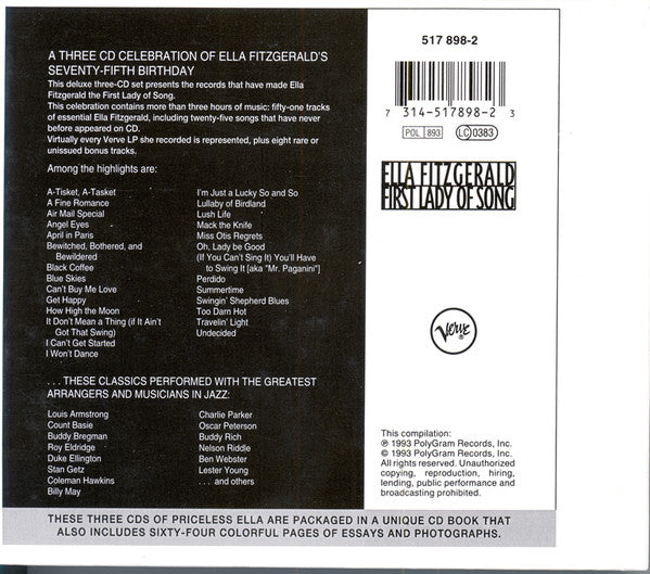 Ella Fitzgerald : First Lady Of Song (3xCD, Comp, Dig)