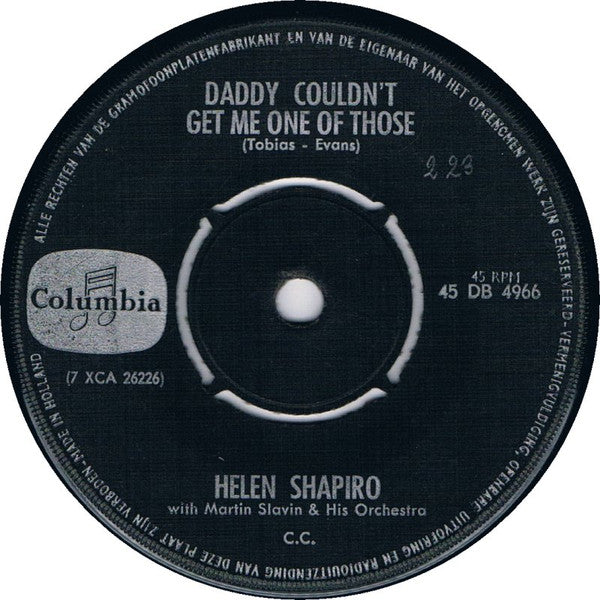 Helen Shapiro : Queen For Tonight (7", Single, RE)