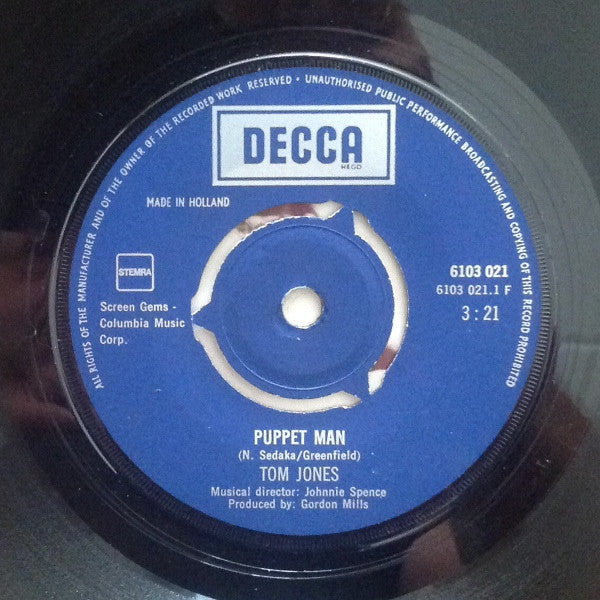 Tom Jones : Puppet Man / Every Mile (7", Single)