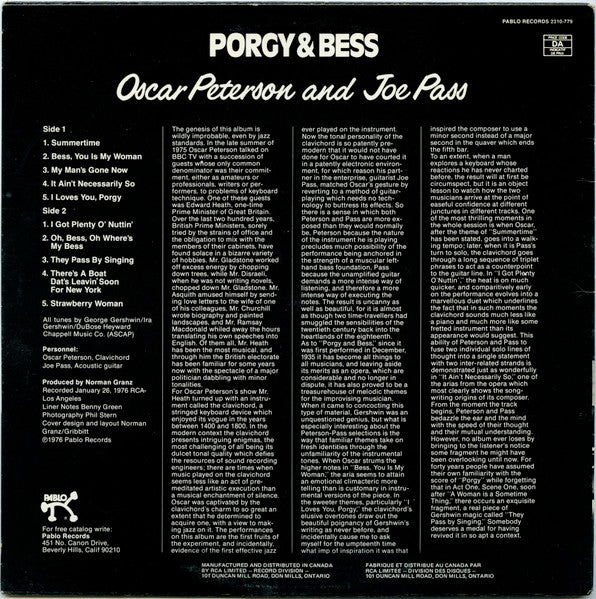 Oscar Peterson And Joe Pass : Porgy & Bess (LP, Album)