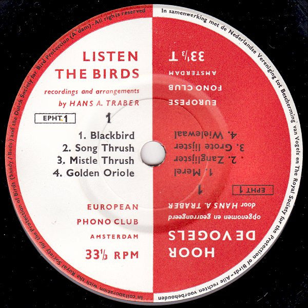 Hans A. Traber : Listen The Birds 1 = Hoor De Vogels 1 (7", EP)