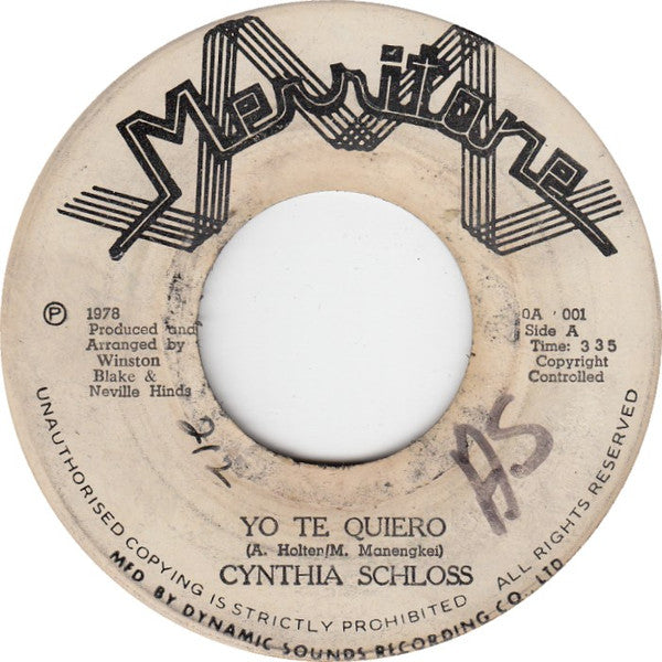 Cynthia Schloss : Yo Te Quiero (7")