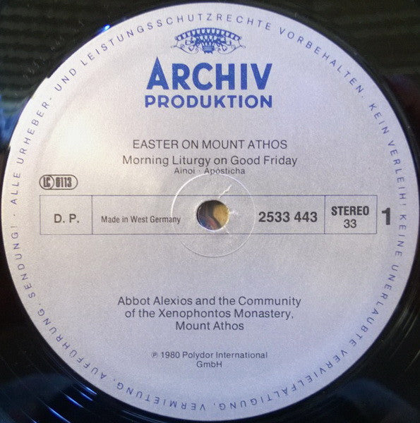 Abbot Alexios And The Community Of The Xenophontos Monastery On The Holy Mountain Of Athos : Easter On Mount Athos, Vol 2: Good Friday And Holy Saturday (LP)