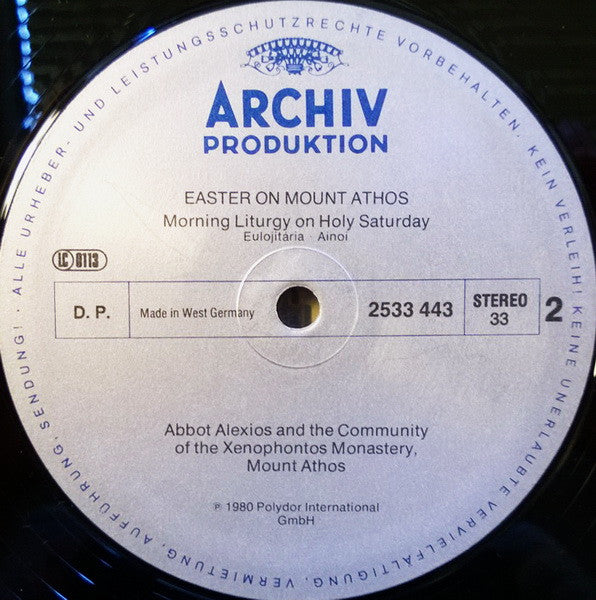 Abbot Alexios And The Community Of The Xenophontos Monastery On The Holy Mountain Of Athos : Easter On Mount Athos, Vol 2: Good Friday And Holy Saturday (LP)