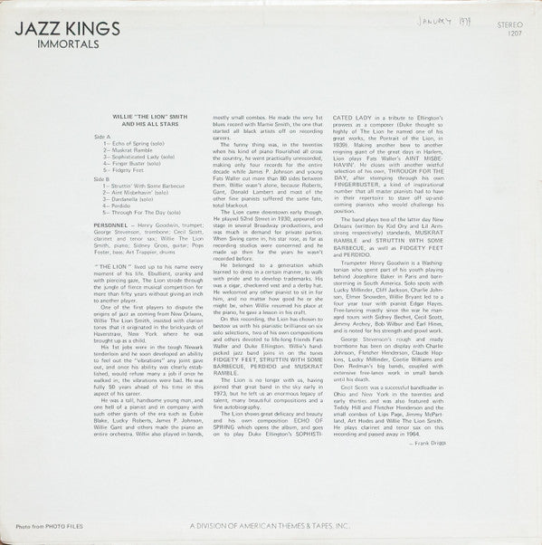 Willie "The Lion" Smith And His Allstars : Jazz Kings Immortals (LP)