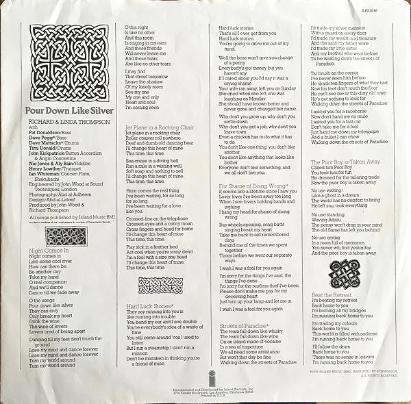 Richard & Linda Thompson : Pour Down Like Silver (LP, Album)