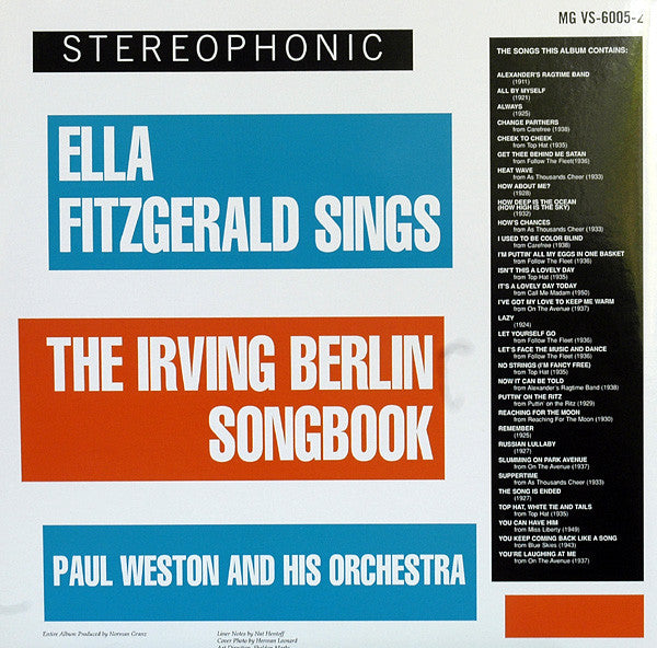 Ella Fitzgerald : Sings The Irving Berlin Songbook (2xLP, Album, RM, Gat)
