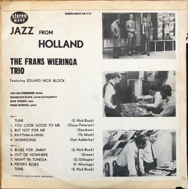 The Frans Wieringa Trio Featuring Eduard Nick Block : Jazz From Holland (LP, Album)