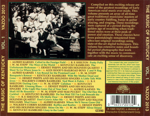 Various : The Music Of Kentucky Vol. 1 (Early American Rural Classics 1927-37) (CD, Comp)