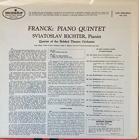 César Franck, Sviatoslav Richter : Piano Quintet (LP, Album)
