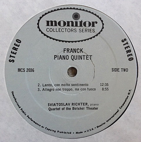 César Franck, Sviatoslav Richter : Piano Quintet (LP, Album)