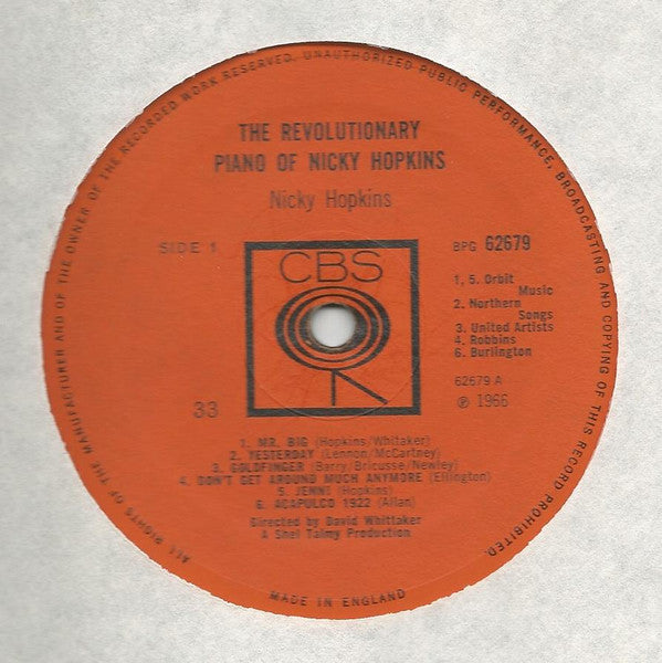 Nicky Hopkins : The Revolutionary Piano Of Nicky Hopkins (LP, Album, Mono)