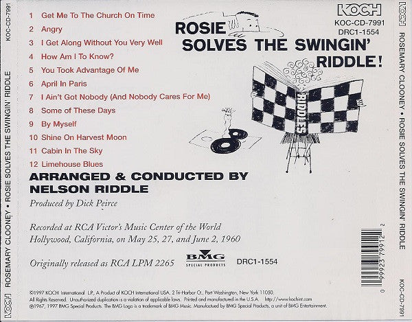 Rosemary Clooney Arranged & Conducted By Nelson Riddle : Rosie Solves The Swingin' Riddle! (CD, Album)