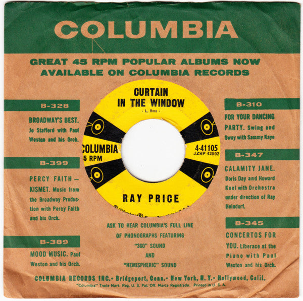 Ray Price : Curtain In The Window / It's All Your Fault (7")