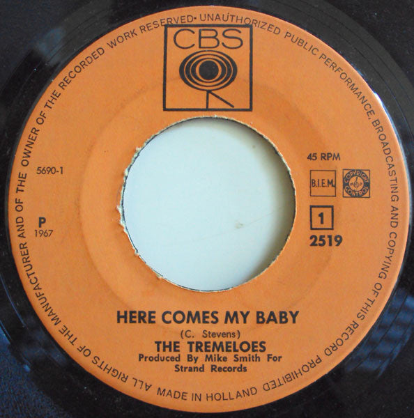 The Tremeloes : Here Comes My Baby / Gentleman Of Pleasure (7", Single)