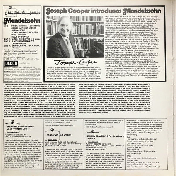 Felix Mendelssohn-Bartholdy : Favourite Composers (2xLP, Comp)