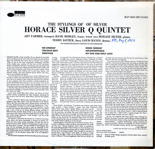 The Horace Silver Quintet : The Stylings Of Silver (LP, Album, RE, Lib)