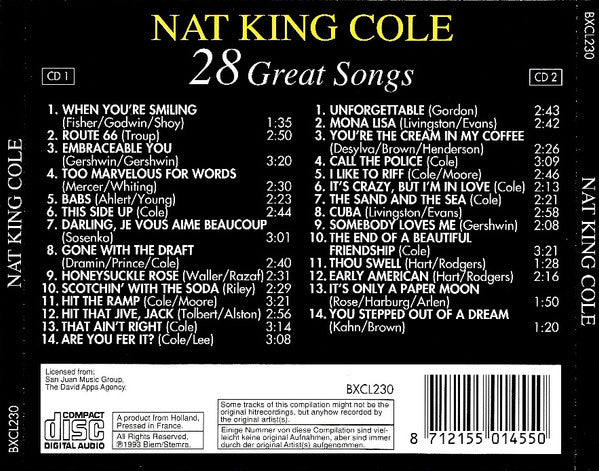 Nat King Cole : 28 Great Songs (2xCD, Comp)