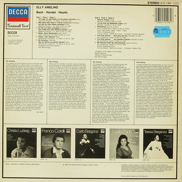 Elly Ameling : Bach • Handel • Haydn (LP, Comp)