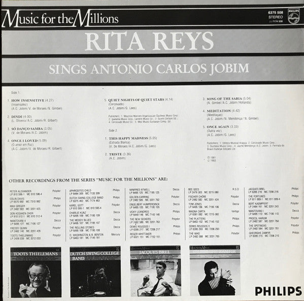 Rita Reys : Sings Antonio Carlos Jobim (LP, Album, RE)