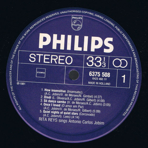 Rita Reys : Sings Antonio Carlos Jobim (LP, Album, RE)