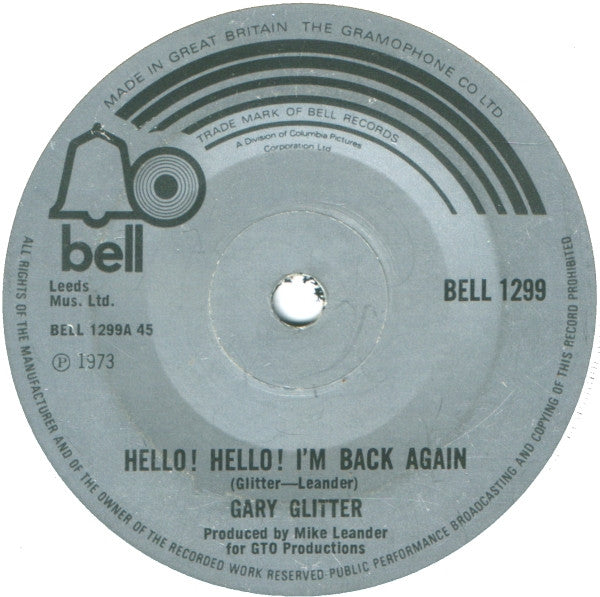 Gary Glitter : Hello! Hello! I'm Back Again (7", Single, Sol)