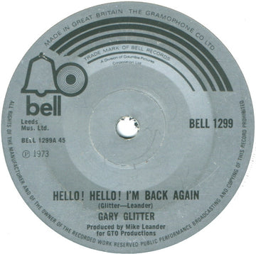 Gary Glitter : Hello! Hello! I'm Back Again (7", Single, Sol)