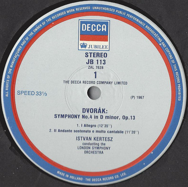 Antonín Dvořák, London Symphony Orchestra, István Kertész : Symphony No.4 / Overture: In Nature's Realm (LP, RE)