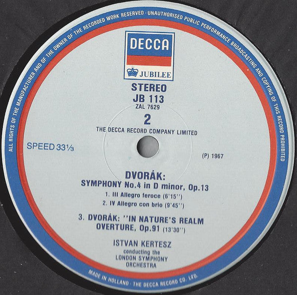 Antonín Dvořák, London Symphony Orchestra, István Kertész : Symphony No.4 / Overture: In Nature's Realm (LP, RE)