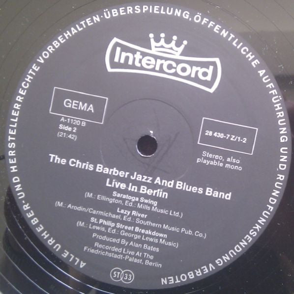 The Chris Barber Jazz And Blues Band : Live In Berlin (2xLP, Gat)